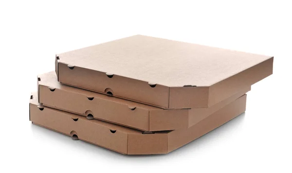 白色背景上的纸板比萨饼盒子 — 图库照片