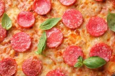 Lezzetli pizza salam, closeup ile