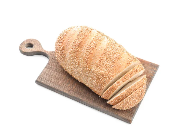 白色背景切片美味面包 — 图库照片