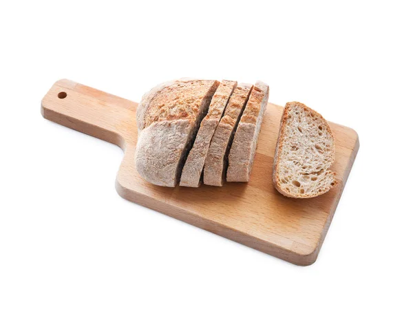 Beyaz Arka Plan Üzerinde Lezzetli Ekmek Dilimlenmiş — Stok fotoğraf