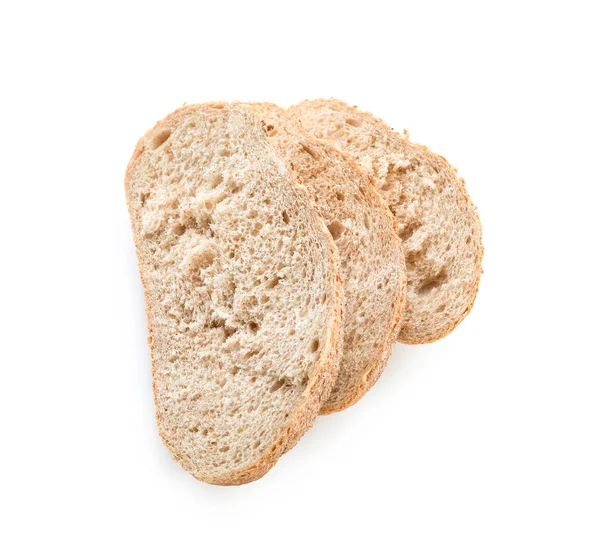 Beyaz Arka Plan Üzerinde Lezzetli Ekmek Dilimlenmiş — Stok fotoğraf
