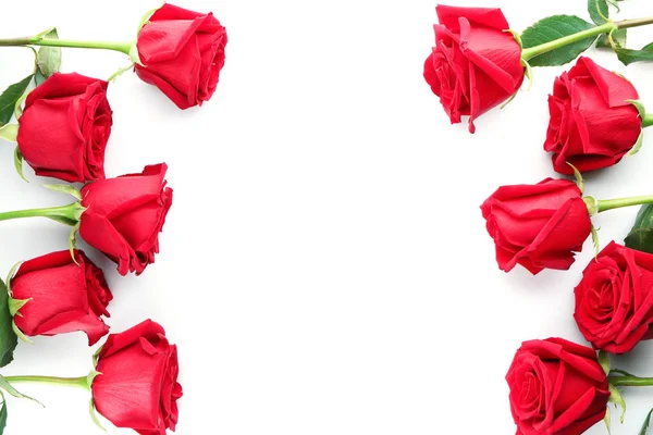 Красивые Розы Белом Фоне — стоковое фото