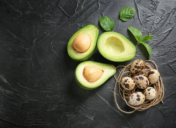 Avocado Ingredients Natural Homemade Cosmetics Dark Background — Stock Photo, Image