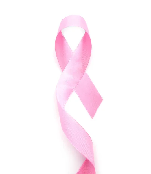 Nastro Rosa Sfondo Bianco Concetto Cancro Seno — Foto Stock