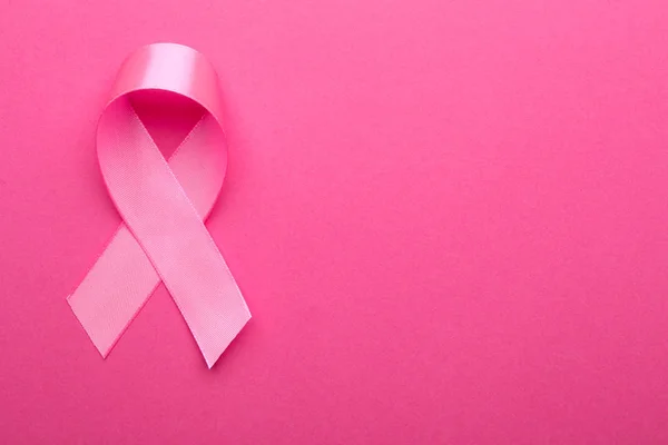 Cinta Rosa Sobre Fondo Color Concepto Cáncer Mama — Foto de Stock