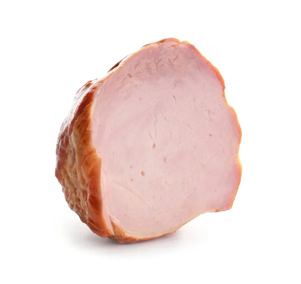 Sepotong Ham Lezat Pada Latar Belakang Putih — Stok Foto
