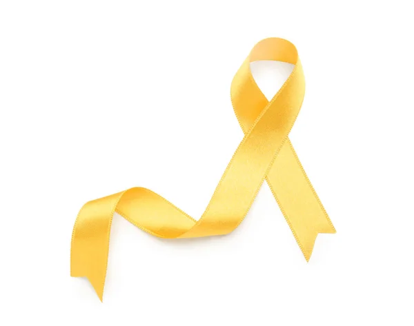 白い背景の上に黄色いリボン癌の概念 — ストック写真