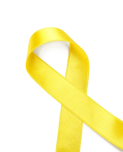 Yellow Ribbon White Background Cancer Concept — Stock Photo, Image