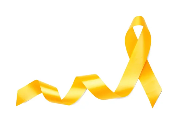 Yellow Ribbon White Background Cancer Concept — Stock Photo, Image