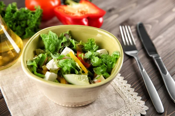 Bowl Fresh Vegetable Salad Table Diet Food — Stock Photo, Image