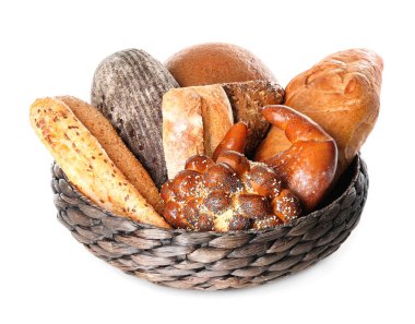 Beyaz arkaplanda farklı fırın ürünleri