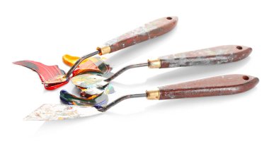 Palet bıçak beyaz arka plan üzerinde boya ile