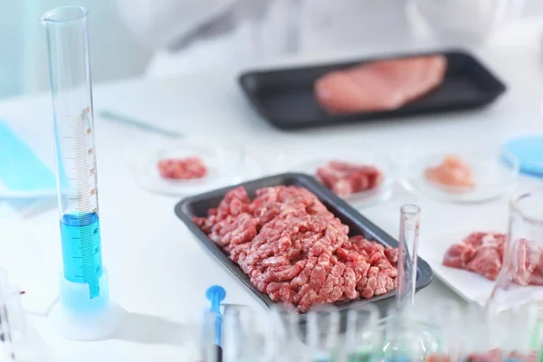 Verse Vleesvulsel Tafel Laboratorium — Stockfoto