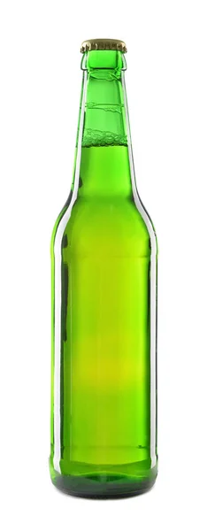 Glass Bottle Beer White Background — Stock Photo, Image