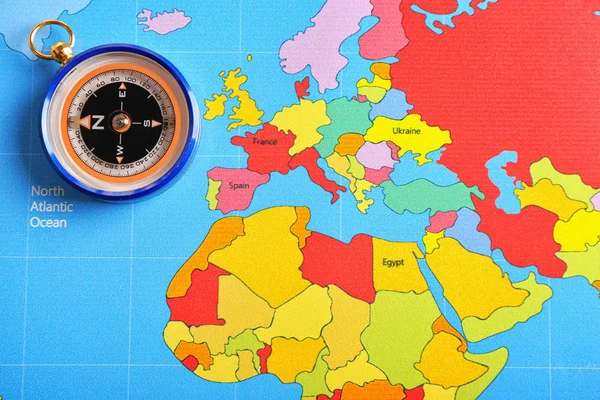 Kompas Kaart Van Wereld — Stockfoto