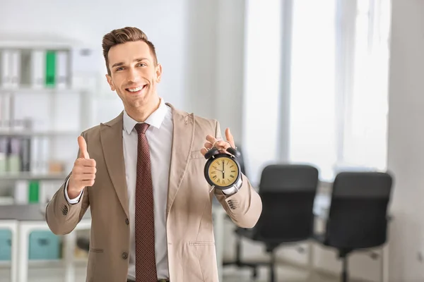 Successful Businessman Alarm Clock Office Time Management Concept — Stock Photo, Image