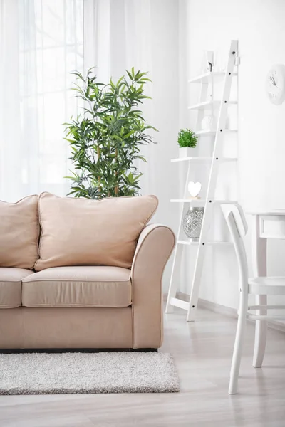 Stilvolles Wohnzimmer Interieur Mit Bequemem Sofa — Stockfoto