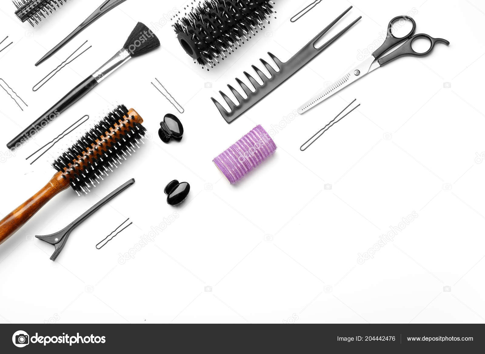 Professional Hairdresser Supplies White Background Stock Photo