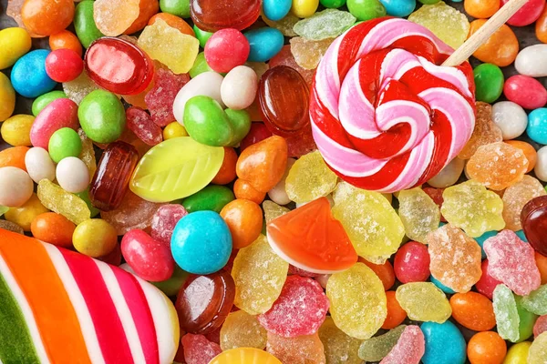 Różne Kolorowe Cukierki Zbliżenie — Zdjęcie stockowe