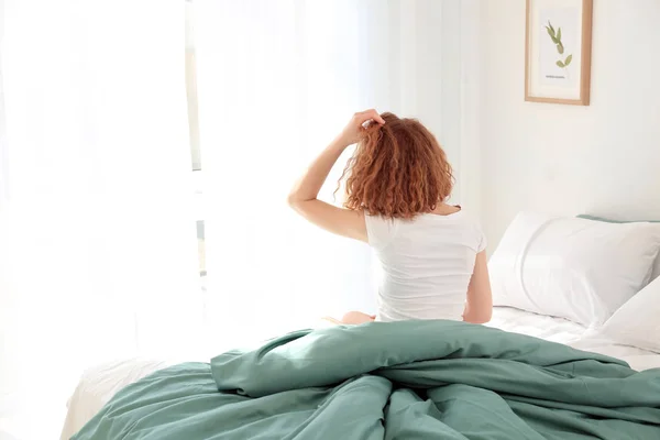 Morning Beautiful Woman Home — Stock Photo, Image