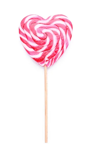 Bright Heart Shaped Lollipop White Background — Stock Photo, Image