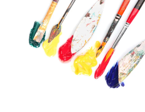 Werkzeuge Mit Farben Auf Weißem Hintergrund — Stockfoto