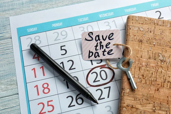 Key Date Tag Notebook Marker Calendar — Stock Photo, Image