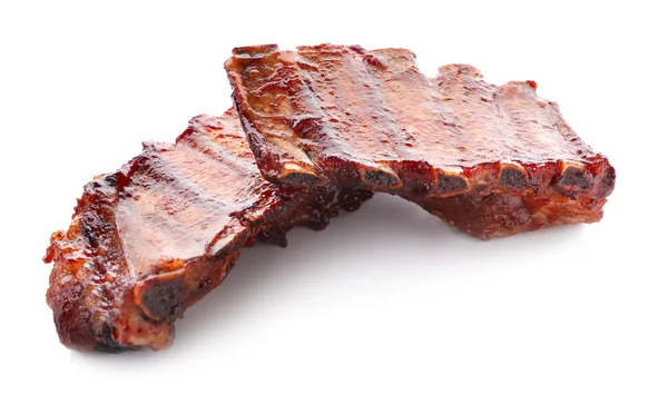 Delicious Grilled Ribs White Background — Stock Photo, Image