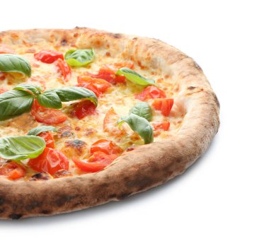 beyaz zemin üzerine lezzetli pizza