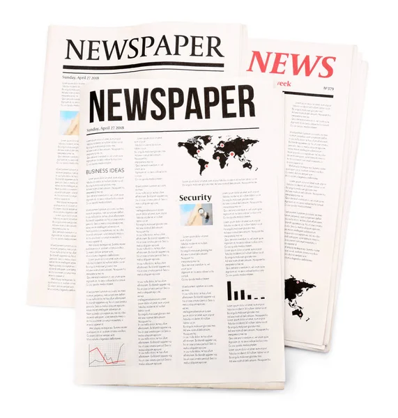 Newspapers White Background — Stock Photo, Image