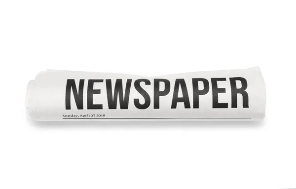 Rolled Newspaper White Background — Stock Photo, Image