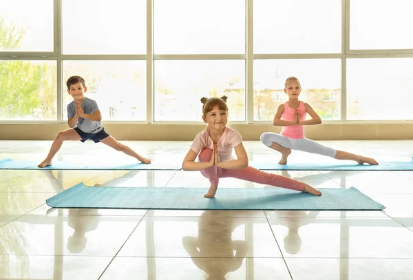 Little Children Practicing Yoga Indoors — Stock Photo, Image