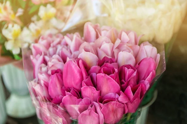 Bouquet Beautiful Tulips Flower Shop — Stock Photo, Image