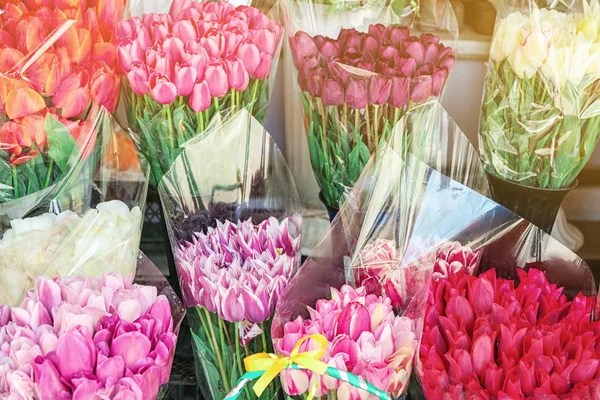 Beautiful Bouquets Tulips Flower Shop — Stock Photo, Image