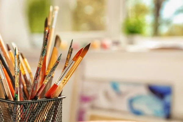 Set Brushes Blurred Background Closeup — Stock Photo, Image