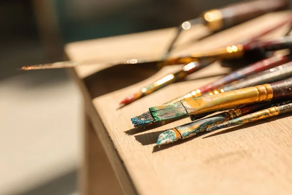 Set Tools Table Artist Workshop Closeup — Stock Photo, Image