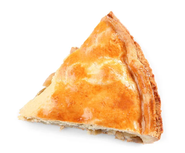Кусок Вкусного Домашнего Яблочного Пирога Белом Фоне — стоковое фото