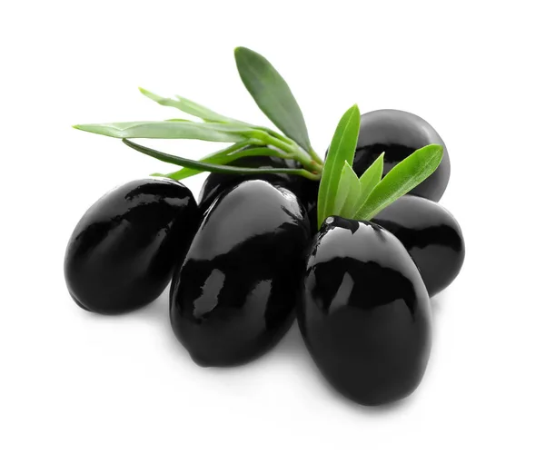 Schwarze Oliven Auf Weißem Hintergrund — Stockfoto