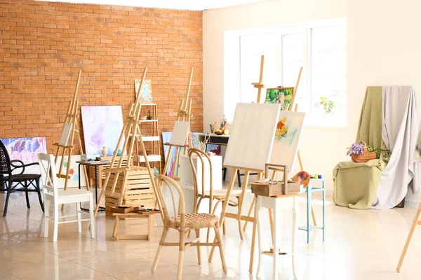 Intérieur Atelier Artiste Préparé Pour Les Cours Peinture — Photo