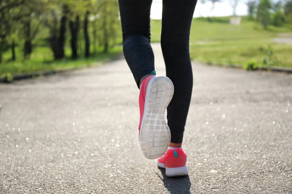 Sporty Young Woman Running Park — Stock Photo, Image