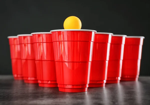 Cups Ball Beer Pong Table — Stock Photo, Image