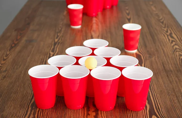 Set Beer Pong Game Table — Stock Photo, Image