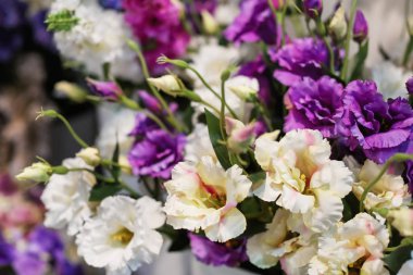 Bir buket güzel çiçek, yakın plan.