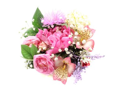 Beyaz arka planda güzel çiçekli hediye kutusu