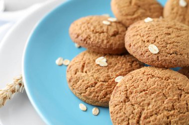 Lezzetli yulaf ezmeli kurabiye plaka, portre