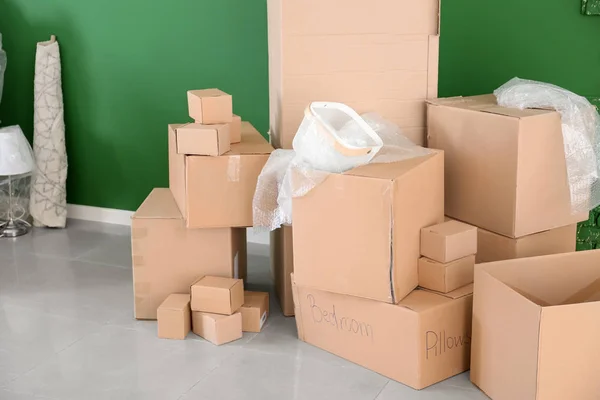 Carton Boxes Interior Items Room Moving House Concept — Stock Photo, Image