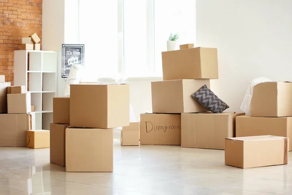 Carton Boxes Interior Items Room Moving House Concept — Stock Photo, Image
