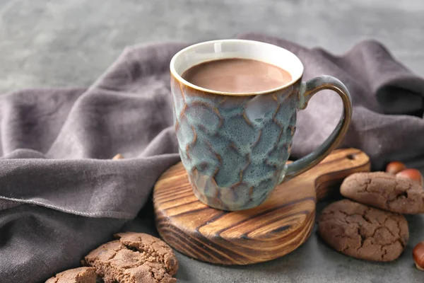 Cup Hot Cocoa Drink Tasty Cookies Table — Stock Photo, Image