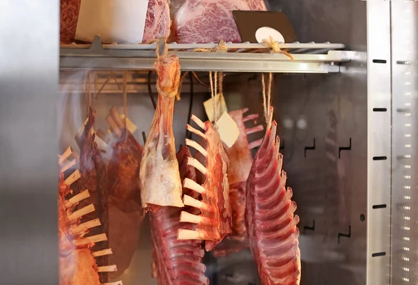 Variety Raw Meat Butcher Shop — Stock Photo, Image