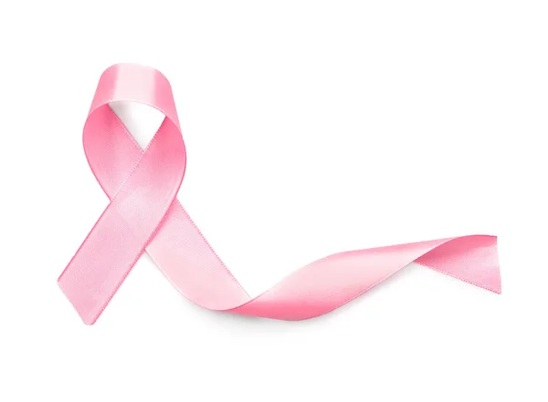 Pink Ribbon White Background Breast Cancer Concept — Stock Photo, Image